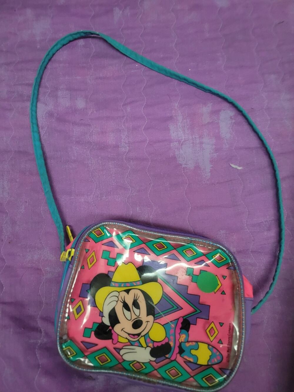 Retro Bright Neon Vinyl Minnie Mouse Purse Kids Size